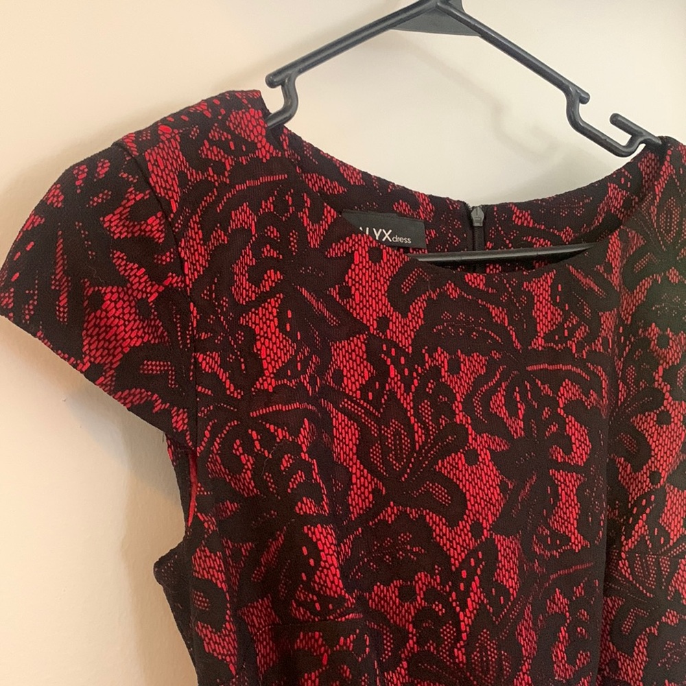 Red and Black Lace Mini Dress